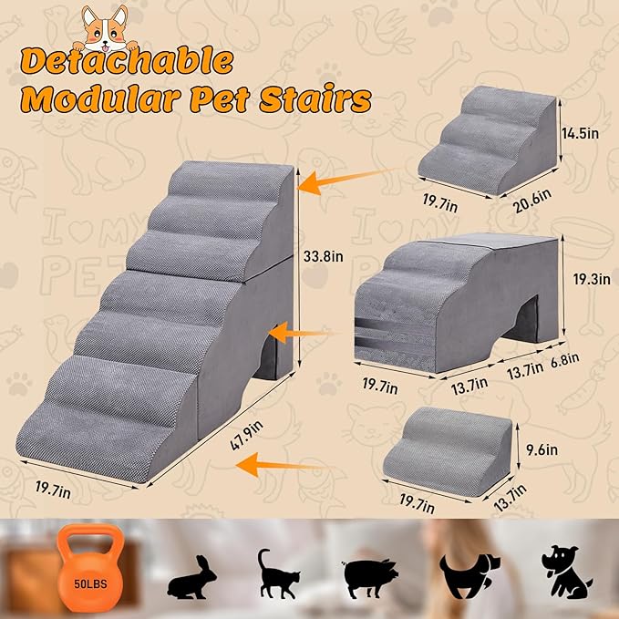 32 Inches Dog Stairs& Steps for High Beds 30D Density