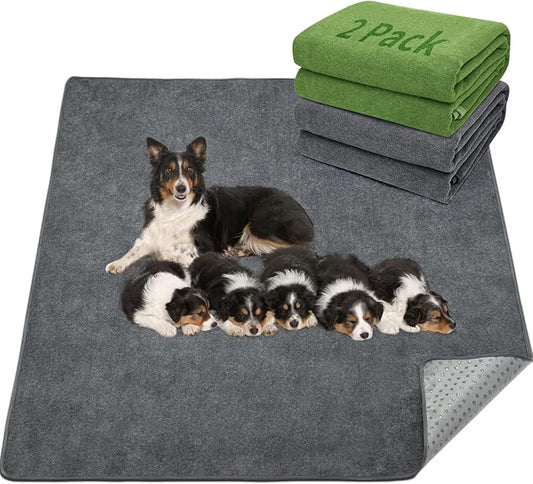 LOOBANI 2 Packs Extra Large Reusable Dog Mat for Floor 72x72in, Mix