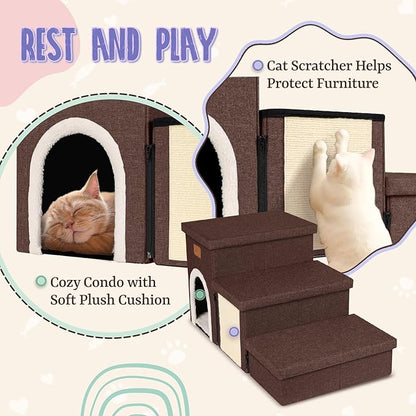 downluxe Dog Stairs for Small Dogs (3-Step Pet