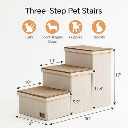 BEDELITE Dog Stairs for Small Medium or Large Dogs 3 Tiers 17" H,