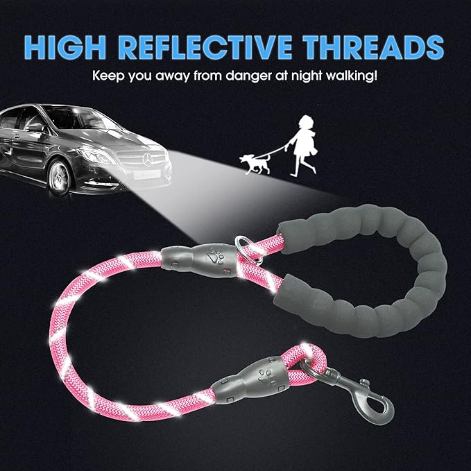 BAAPET 2/4/5/6 FT Dog Leash with Comfortable Padded Handle and Highly Reflective Threads for Small Medium and Large Dogs (2FT-1/2''