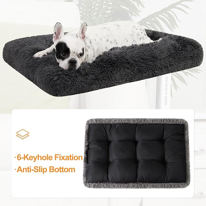 KSIIA Dog Crate Bed Washable Dog Beds for Medium Dogs Deluxe Plush Fluffy Comfy Thick Kennel Pad Anti-Slip & Anti-Scratch Pet Sleeping Mat 29 x 21 Inch,