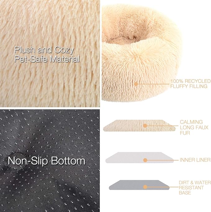 Calming Dog Cat Bed 24" Round,