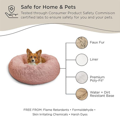 Best Friends by Sheri The Original Calming Donut Cat and Dog Bed in Shag Fur Dusty Rose 30"