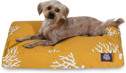 Yellow Coral Small Rectangle Indoor Outdoor Pet Dog Bed With Removable Washable Cover By Majestic Pet Products