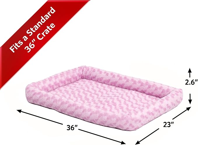MidWest Homes for Pets Bolster Pet Bed for Dogs & Cats 36L-Inch Pink w/ Comfortable Bolster 36-Inch Dog 1-Year Warranty