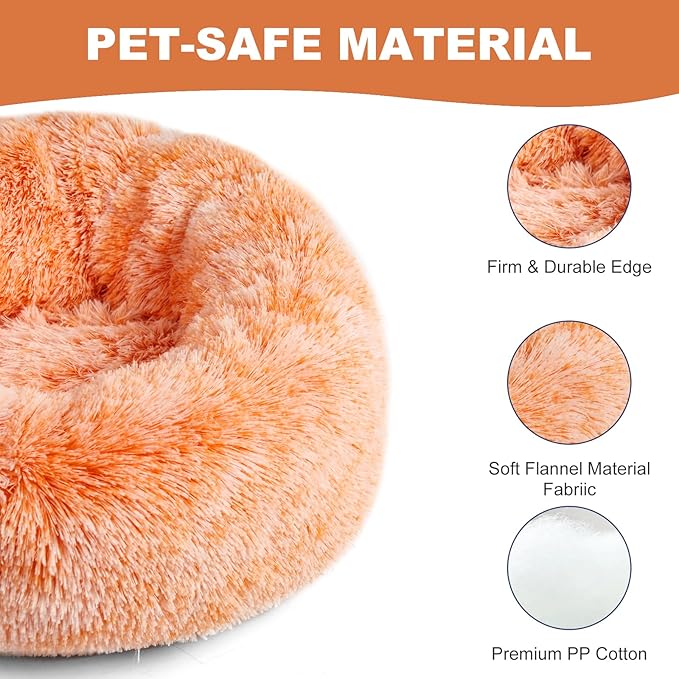 Aurako Cat Bed Dog Bed Round Cushion Pet 23" Orange