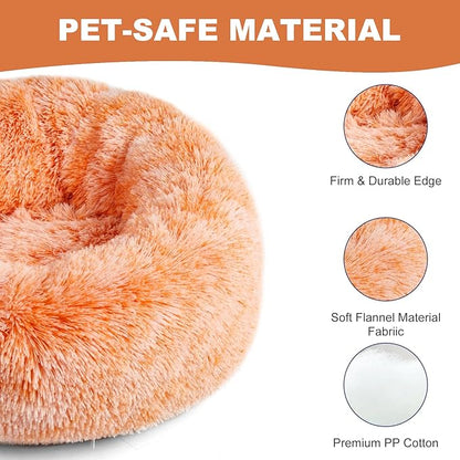 Aurako Cat Bed Dog Bed Round Cushion Pet 23" Orange