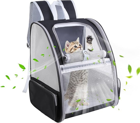 Inspack Cat Carrier, Dog Cat Backpack Carrier for Small Dog Cat, Traveler Bubble Backpack Dog Cat Bag, Breathable Cat Travel Bag Carrier, Foldable Wide View Pet Carriers Backpacks for Hiking, Outdoor