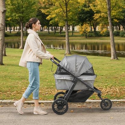 VEVOR Large Pet Stroller for Dogs Cats up to 75lbs 3 Wheels