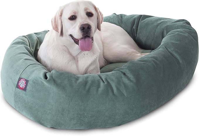 Majestic Pet 40 Inch Micro Velvet Calming Dog Bed Washable – Cozy Soft Round Dog Bed with Spine for Head Support 40x29x9 (inch)