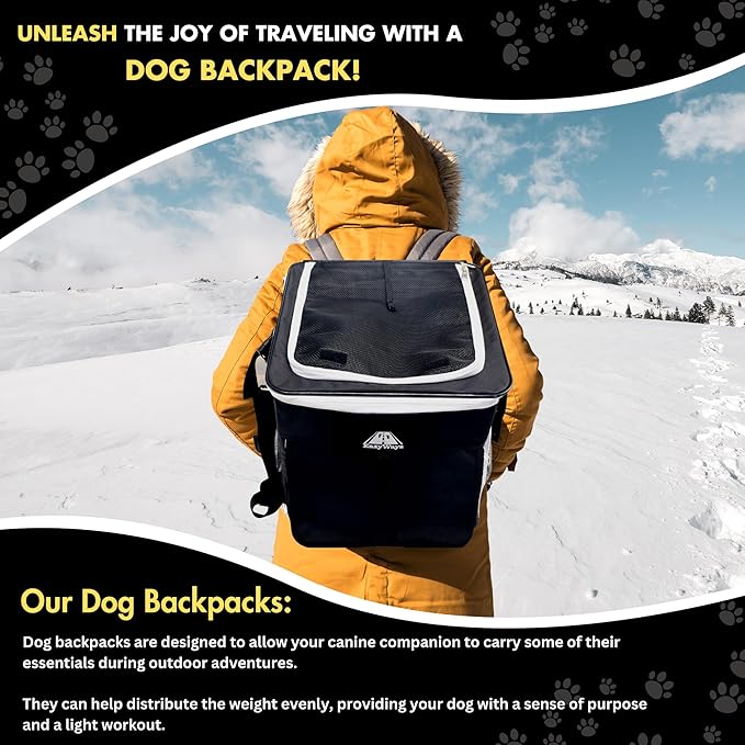 Dog Backpack Carrier – Pet Carrier Backpack for Cat and Dog Carrying Pet and Puppies for Outdoor Use Traveling Hiking -Safety Features (Black)