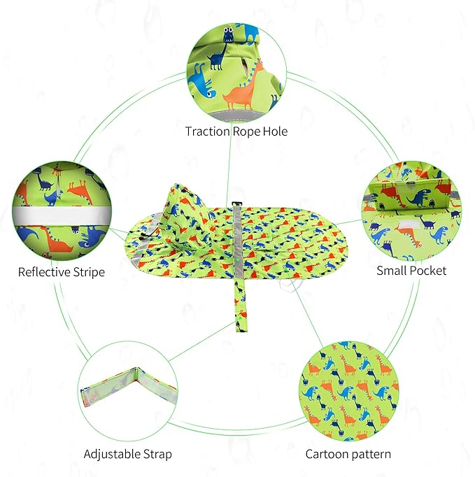 NACOCO Large Dog Raincoat Adjustable