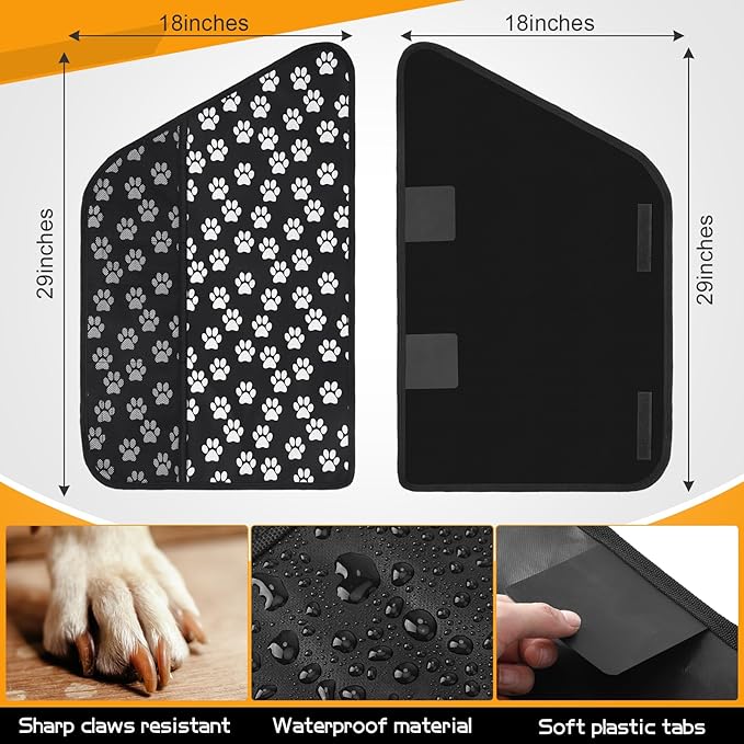 2 Pcs Car Door Protector Pet Dog Paw Prints Car Door Cover Protector Waterproof Scratching Nonslip Universal Fit Car Door Guard with Storage Pockets for Interior Vehicle