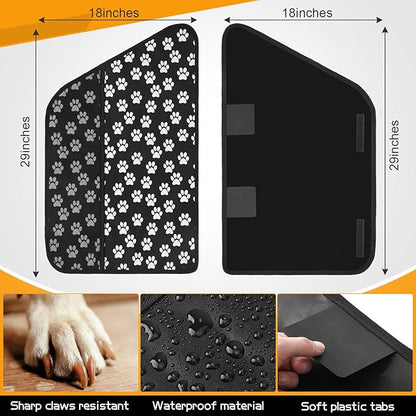 2 Pcs Car Door Protector Pet Dog Paw Prints Car Door Cover Protector Waterproof Scratching Nonslip Universal Fit Car Door Guard with Storage Pockets for Interior Vehicle