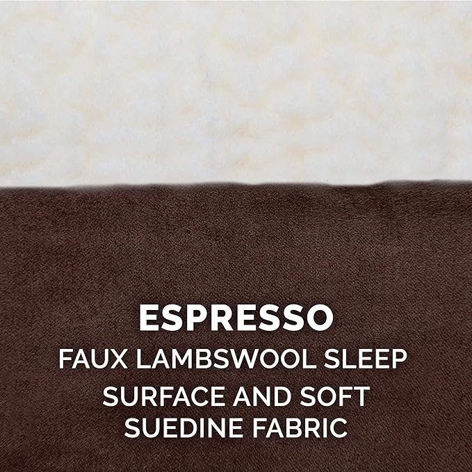 Furhaven Replacement Dog Bed Cover Sherpa & Suede Mattress, Machine Washable - Espresso, Small