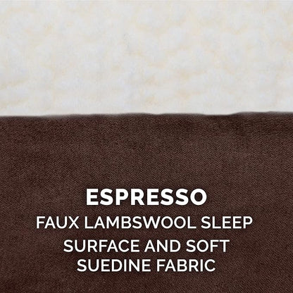 Furhaven Replacement Dog Bed Cover Sherpa & Suede Mattress, Machine Washable - Espresso, Large