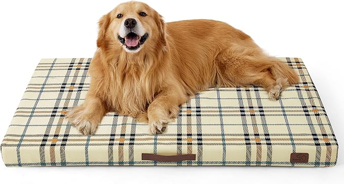 Bedsure Extra Large Patterned Dog Bed for Large Dogs Cover(44"x32", Cream)