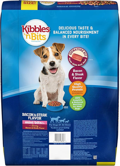 Kibbles 'n Bits Mini Bits Bacon & Steak Flavor, Dry Small Breed Dog Food, 16-Pound Bag