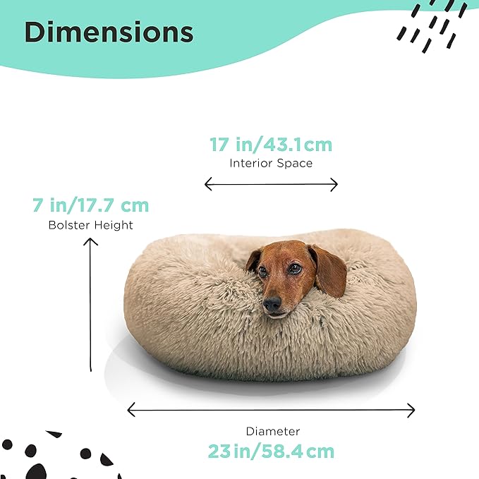 Best Friends by Sheri The Original Calming Donut Cat and Dog Bed in Shag Fur Taupe 23"