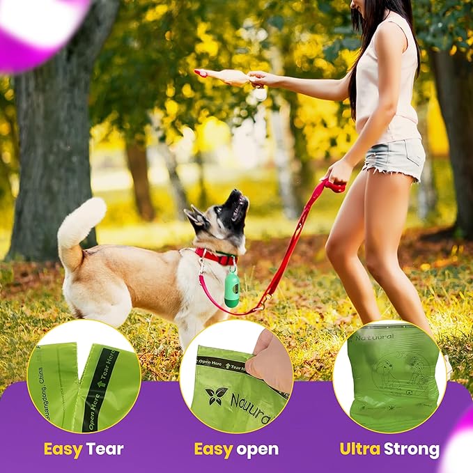 Dog Poop Bags-150 Counts with Leash Dispenser (10 Rolls)