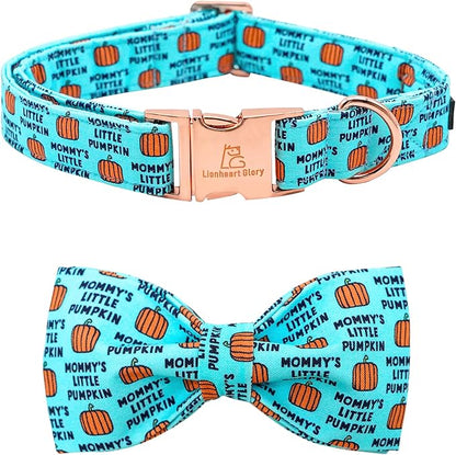 Lionheart glory Dog Collar Fall Dog Collars Halloween Pumpkin Bow Female Male Pet Collar Dogs Collar Bows Duty Adjustable Dog Bow Collars for Small Dogs