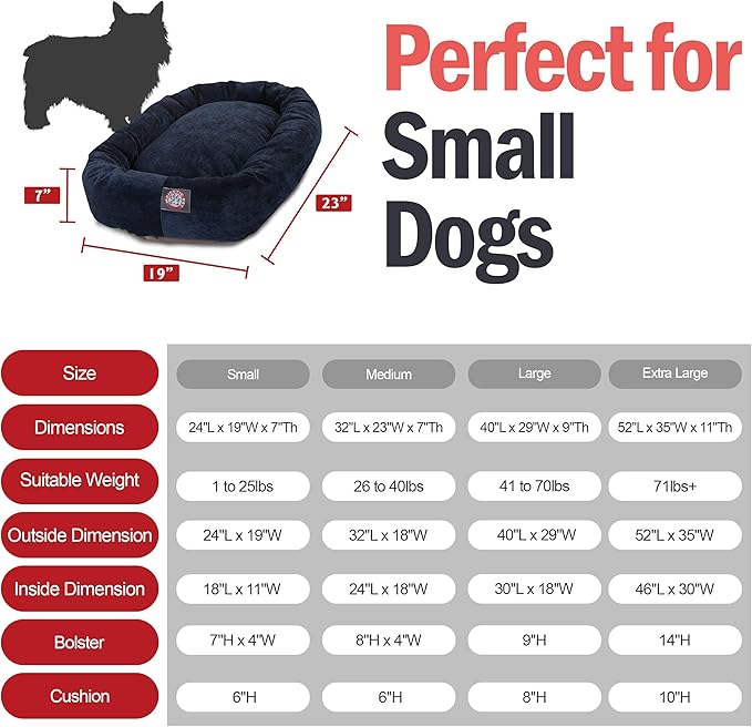 Majestic Pet 24 Inch Micro Velvet Calming Dog Bed Washable – Cozy Soft Round Dog Bed with Spine for Head Support 24x19x7 (inch)