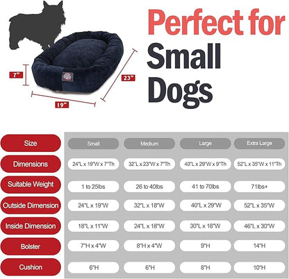 Majestic Pet 24 Inch Micro Velvet Calming Dog Bed Washable – Cozy Soft Round Dog Bed with Spine for Head Support 24x19x7 (inch)