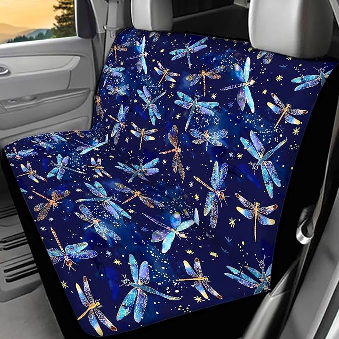 AFPANQZ Dragonfly Design Car Seat Cover for Rear Bench Seats Polyester Fabric Protects Against Dirt Pet Fur Dog Hair