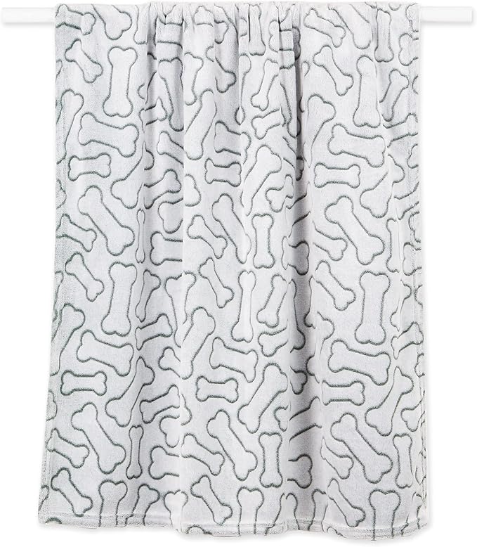 Bone Dry Embossed Bone Print Pet Blanket 36x48, Hunter