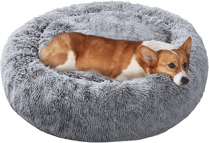 JOLLYVOGUE Black Calming Donut Dog Bed (20")