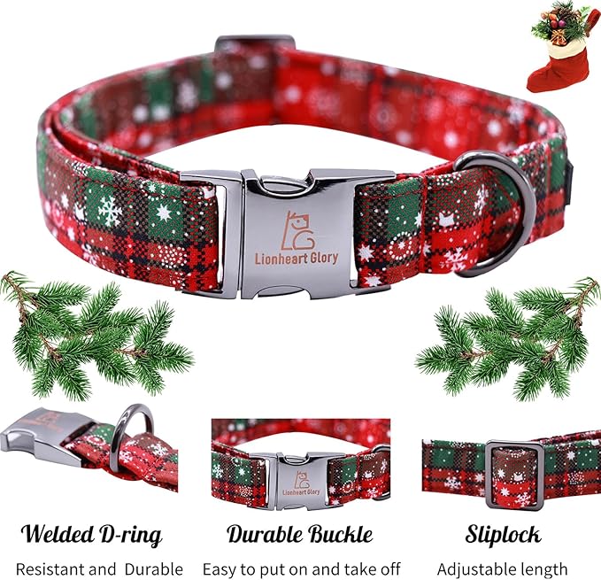 Lionheart glory Christmas Plaid Dog Collar