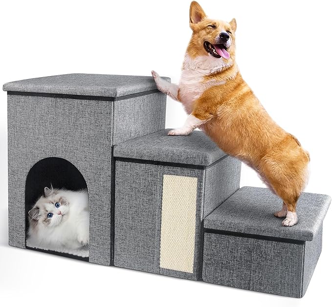 Dog Stairs for Small Dogs 16.5"H Dog 3-Step Pet