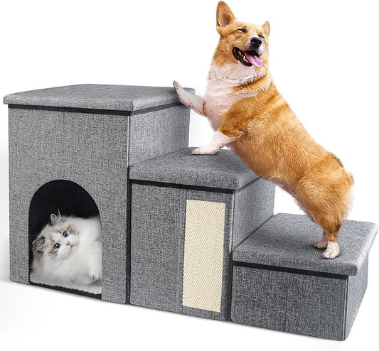 Dog Stairs for Small Dogs 16.5"H Dog 3-Step Pet