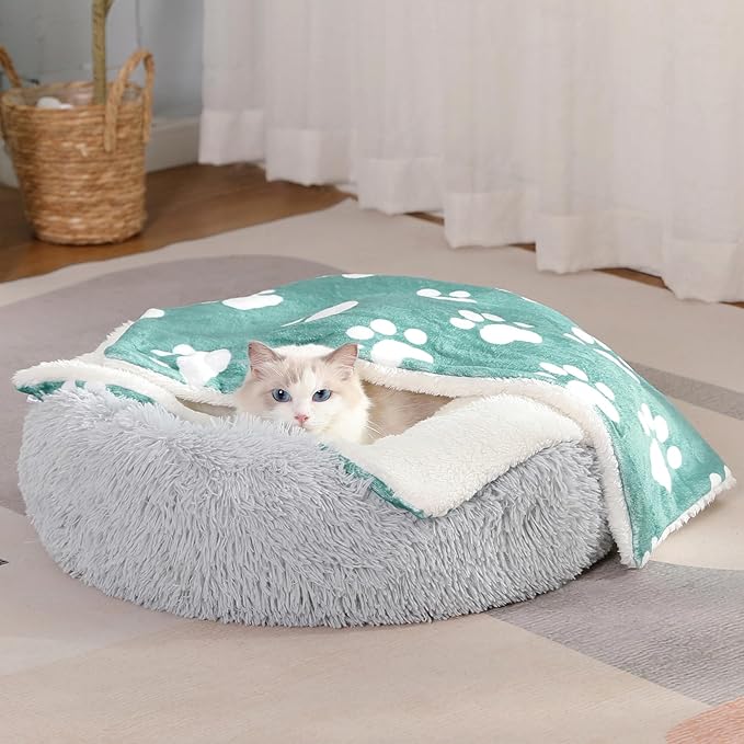 Dog Blanket, Puppy Blanket for Small Dogs Cats, Washable Thick Soft Dog Blankets with Fluffy Premium Pet Blanket Flannel, Dog Paw Printed Blankets, for Pet Bed/Crate/Cat Bag, Green