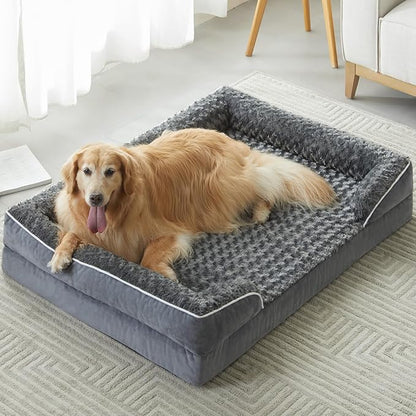 WNPETHOME Waterproof Dog Beds for Jumber Dogs, Orthopedic XXLarge Dog Bed with Sides, Big Dog Couch Bed with Washable Removable Cover, Pet Bed Sofa with Non-Slip Foam for Sleeping