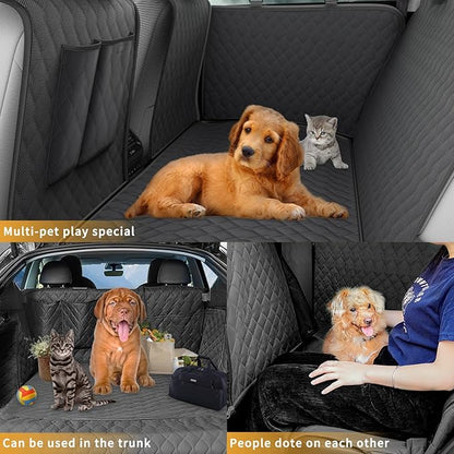 QianBao Compatible with Car Pet Dogs Back Seat Cover Protector Oxford Cloth Waterproof Scratch Proof Nonslip Rear Seat Cushion for Toyota Tundra 2021 2022 2023 2024 Black