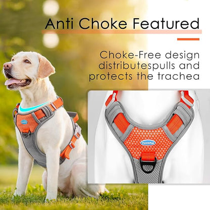 ThinkPet No Pull Harness Breathable Sport Harness with Handle-Dog Harnesses Reflective Adjustable for Medium Large Dogs,Back/Front Clip for Easy Control