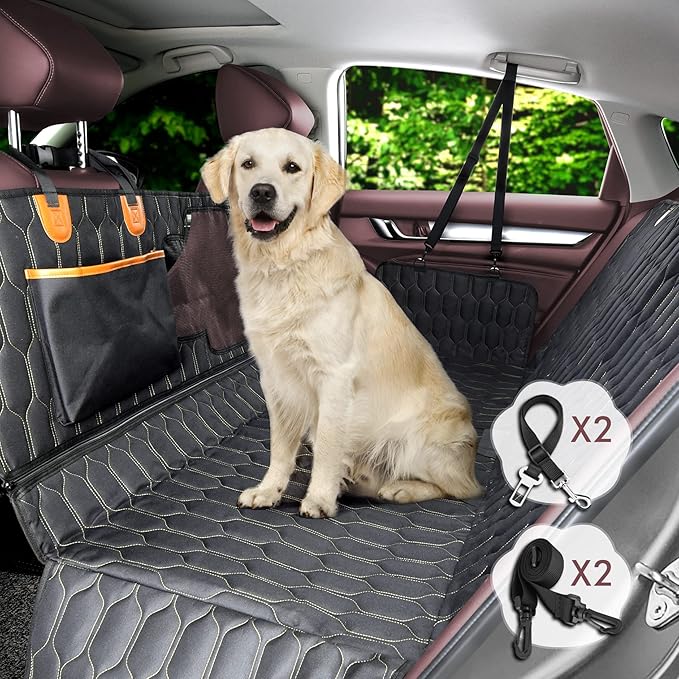 Dog Car Seat Cover for Back Seat 4 in 1 Waterproof Trucks-53'x59, Black