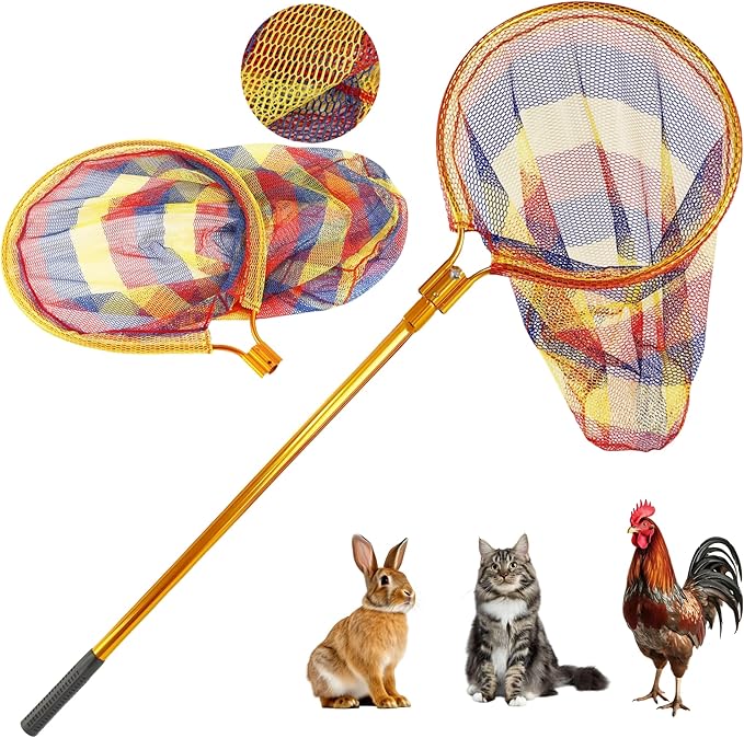 Catch Net, Small Animal Catcher Net for Chicken, Duck, Goose, Fish, Cat, Bird, Raccoon, Dog and Others(43"- 78" Handle with 20" Net Opening)