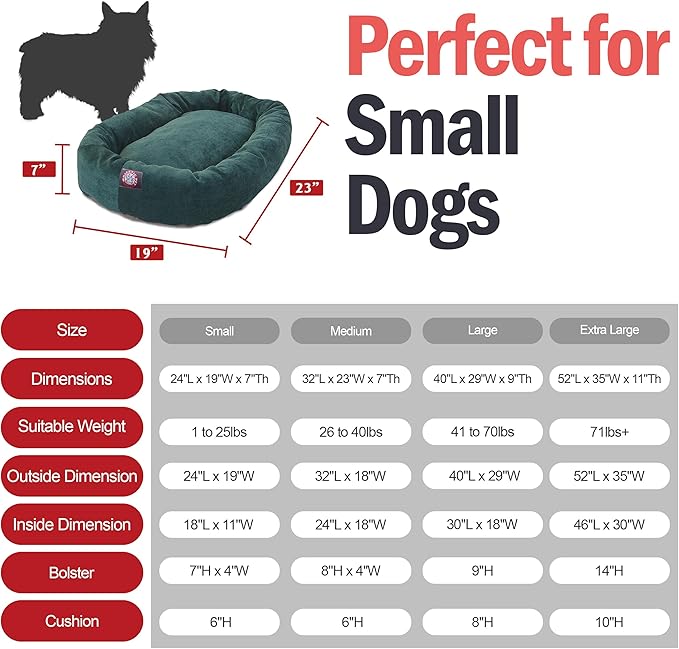 Majestic Pet 24 Inch Micro Velvet Calming Dog Bed Washable – Cozy Soft Round Dog Bed with Spine for Head Support 24x19x7 (inch)