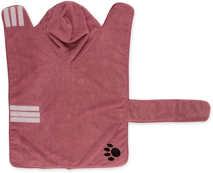 Bone Dry Pet Robe Collection Embroidered Absorbent Microfiber Bath Robe with Adjustable Closure