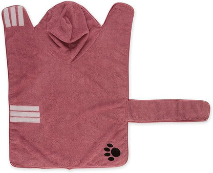 Bone Dry Pet Robe Collection Embroidered Absorbent Microfiber Bath Robe with Adjustable Closure