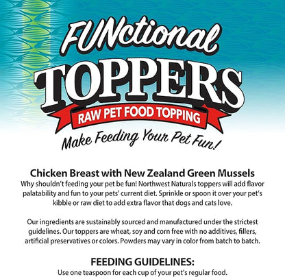 Northwest Naturals Freeze-Dried Chicken Breast with Green Lipped Mussels - Functional Topper - for Dogs and Cats - Healthy, Limited Ingredients, Human Grade, All Natural - 5 Oz (Packaging May Vary)