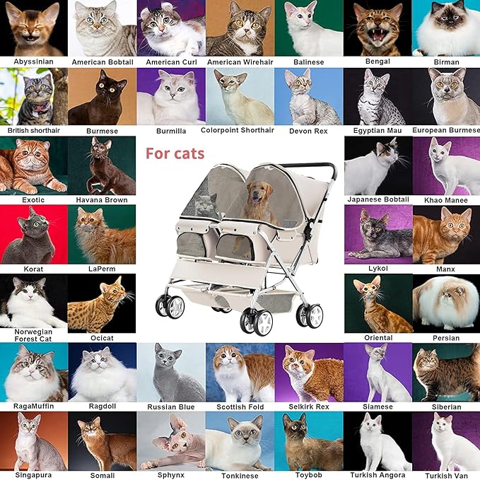 Double Pet Stroller 2 Dogs