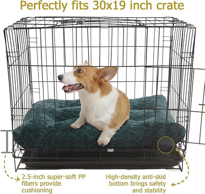 30 inch Crate Pad for Medium Dog Washable,Dog Crate Pad 30x19 Extra Soft Crates Dog Bed Cozy Mattress with Super Anti-Slip Bottom,Deluxe Fluffy Dogs Pillow fit Kennel or Cage Pet Mat 30,Emerald Green