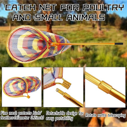 Catch Net, Small Animal Catcher Net for Chicken, Duck, Goose, Fish, Cat, Bird, Raccoon, Dog and Others(43"- 78" Handle with 20" Net Opening)