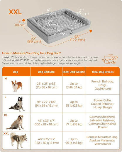Feandrea Orthopaedic Dog Bed for Large Dogs 48 x 35 x 7 Inches, UPGW254G01