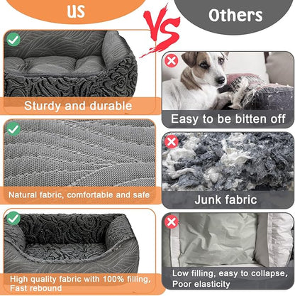 2 in 1 Dog Bed Washable Pet Cooling Beds for Large Medium Small Dogs Cats Orthopedic Reversible Washable Sofa Rectangle Durable Puppy Cuddler Soft Calming Sleeping Bed