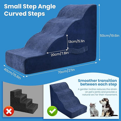 PAWSCRAT Dog Stairs 4 Steps 19.6 inch 30D Foam